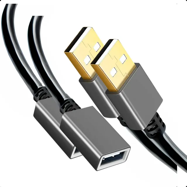 Cabo Extensor Usb 2.0 50 Cm Curto 480 Mbps Premium Kit C/ 2