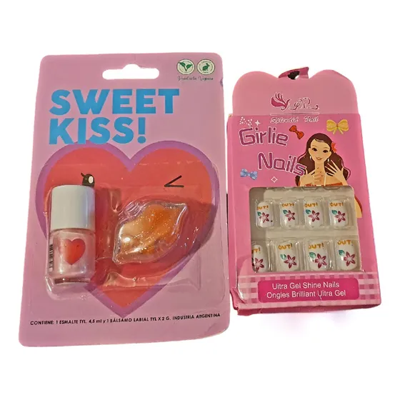 Set Uñas Postizas Y Maquillaje Para Nenas Infantil