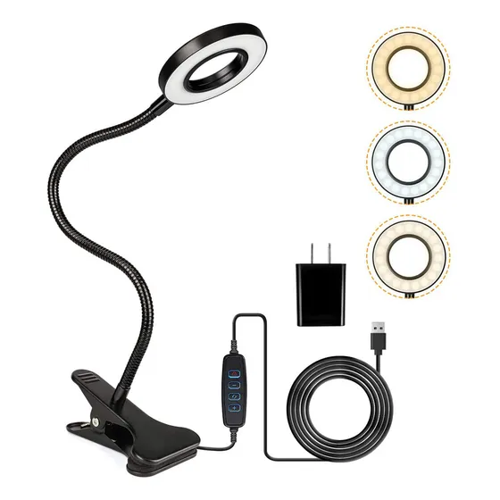 Waikil Lampara Escritorio Ajustable Led Usb Luz De Noche Flexible Con Clip 48 Led Incorporados,compatible Con Dormitorio, Estudio, Oficina, Etc.