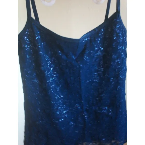 Conjunto Brillante Azul Eléctrico (top Y Falda) Para Dama