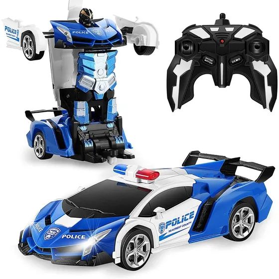 Juguete Transformer Carro Policia Con Control Y  Luces
