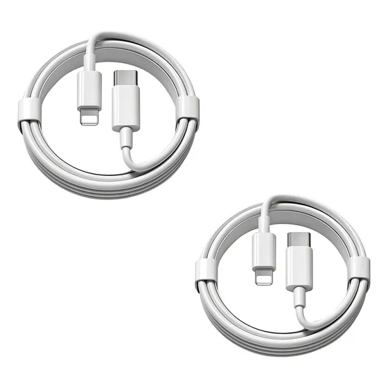2 Piezas Cable De Carga Rápida Tipo C Para iPhone 8 X 11 12 13 14 Se iPad 2m Blanco