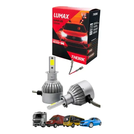 Par Super Led Carro 8000k H1 H3 H7 H4 H11 Hb4 Bivolt 12/24v H3 8000k Branco-frio