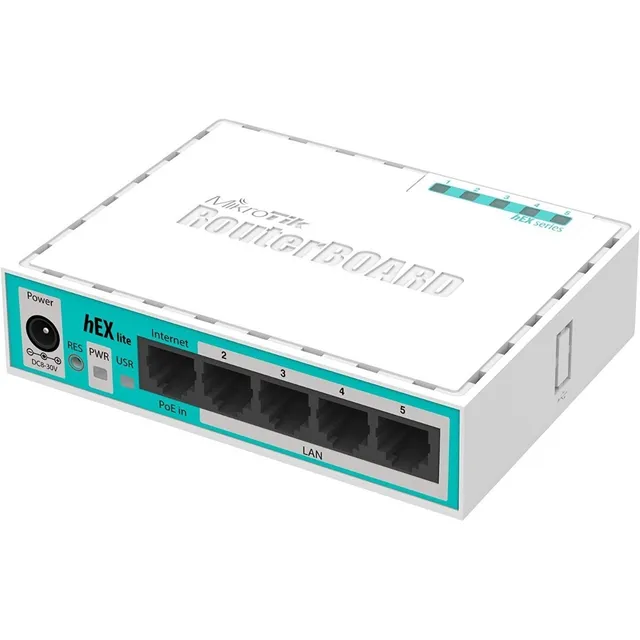 Router MikroTik RouterBOARD hEX lite RB750r2 blanco/turquesa