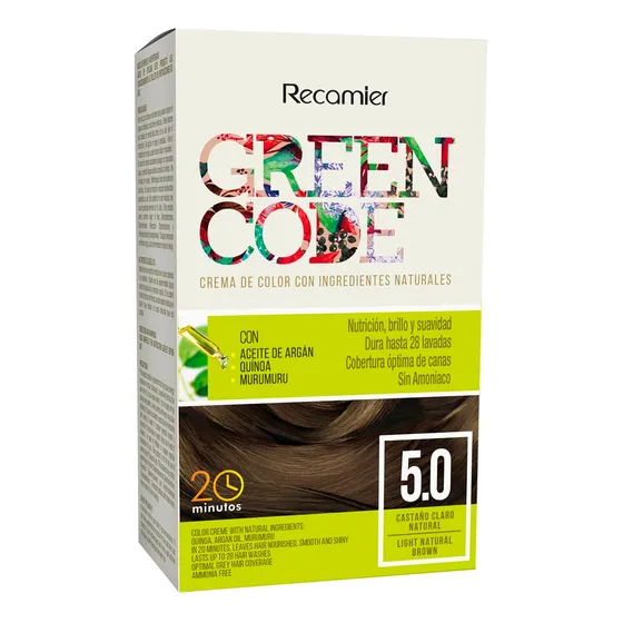 Tinte Green Code Castaño Claro Natural 5.0 X 50g Tono 5 castaño claro natural
