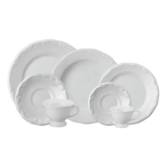 Jogo de jantar Porcelana Schmidt Pomerode de 42 peças branco