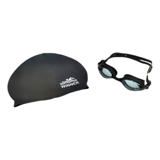 Lentes Natación + Gorra Winner Protección Uv Y Antiempañates