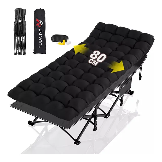 Catre Plegable Acampar Campismo Con Colchón 80x190cm Jm Vaal Color Negro