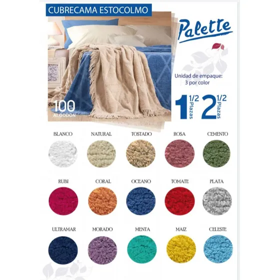 Cubrecama 2 1/2 Plazas Verano Palette Estocolmo Colcha Cover