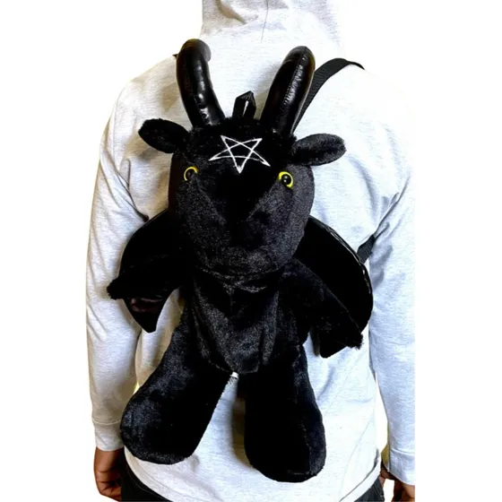 Peluche Mochila Baphomet Cabra Baphy Gótico Negro