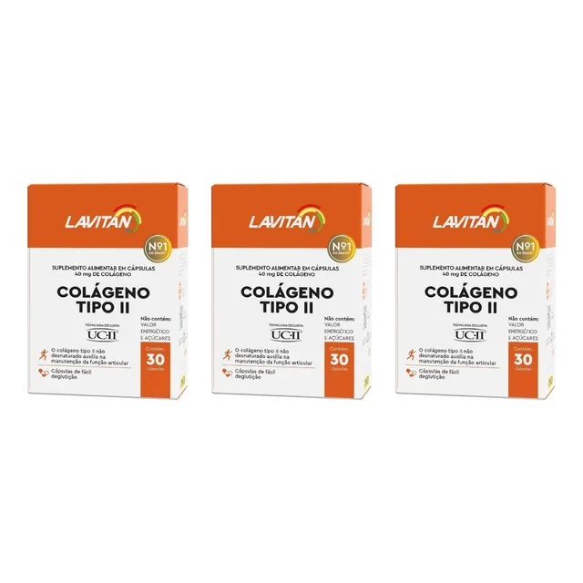Kit 03un Suplemento Alimentar Em Cápsulas Colágeno Tipo Ii