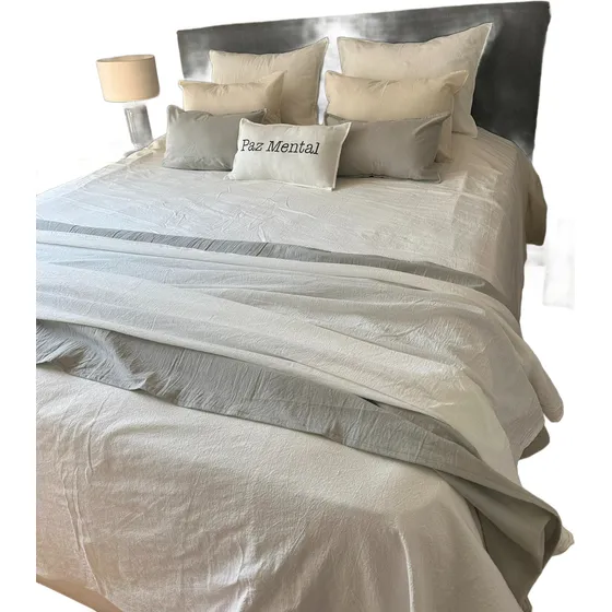 Cubre Edredon Twin +1 Funda 50x70tusor 100%algodon Off White