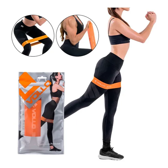 Faixa Elástica Mini Band Poliéster Nível Médio Treino Em Casa Crossfit Exercício Yoga Vollo