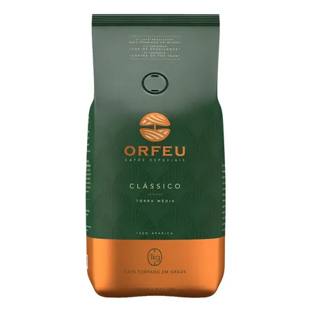 Café Em Grãos Orfeu Clássico 1kg Torra Média 100% Arábica