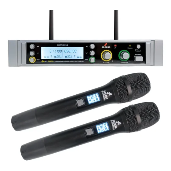 Microfone Sem Fio Arcano Morpheus-2 Duplo Mic De Mão Bivolt