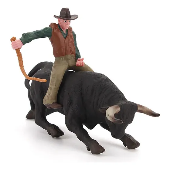 Brinquedo Realista Com Figura De Cowboy Black Bull Simulado