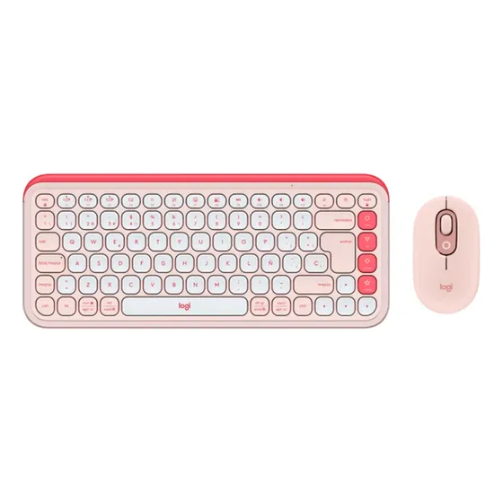 Kit Teclado Y Mouse Logitech Pop Icon, Español Mouse Rosa Teclado Rosa