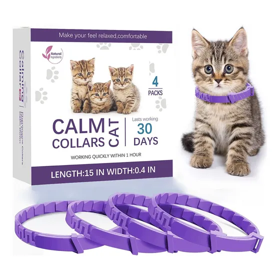 Juoytgxz Collar Calmante De Feromona Para Gatos 4 Collares Ajustables Color Lila Estrellas Tamaño Del Collar