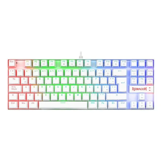Teclado gamer Redragon Kumara QWERTY Outemu Brown português Brasil cor branco com luz RGB