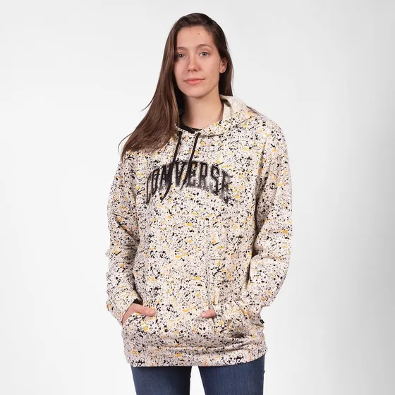 Buzo Converse Cons Gen Free Hoodie Crema Mujer