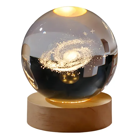 Galaxia Universo 3d Bola De Cristal Luz Noche Modelo Planeta Estructura Via Láctea Pantalla Amarillo