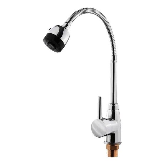 Monomando De Cocina Maxims Tz006, Grifo Para Tarja, Llave Con Garza Giratoria De Alta Presion Cromado.