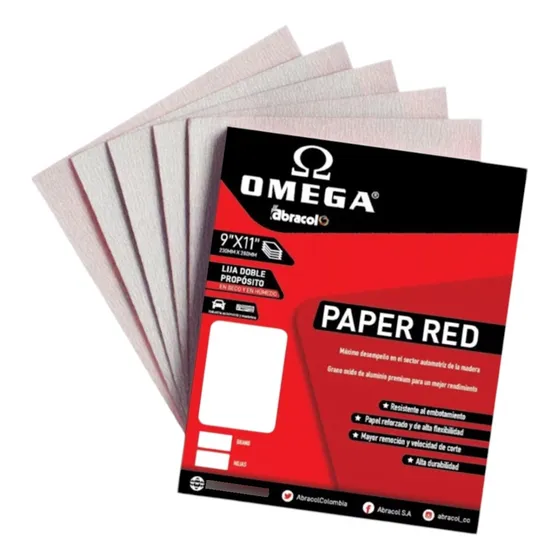 Lija Papel Roja Doble Propósito #100 Caja De 50 Und Abracol
