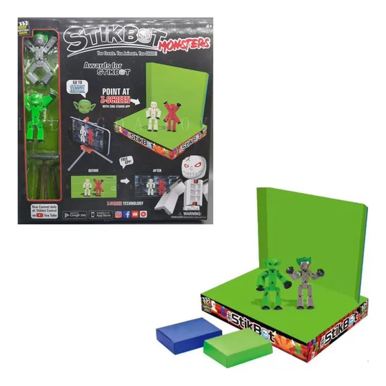 2 Robo Stikbot Boneco + Set Filmagem Tripé Celular Tela