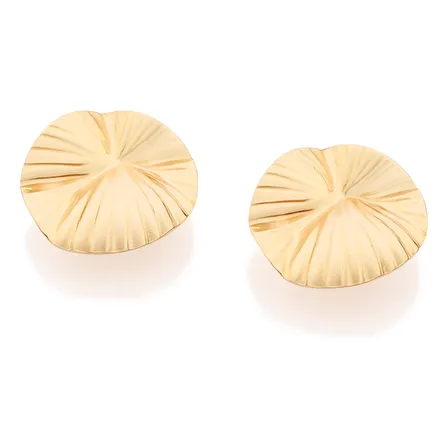 Brinco Botão Ondulado Banhado A Ouro Rommanel 527498