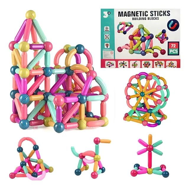 Juego De Bloques Magneticos 72 Pcs Didactico Para Niños 
