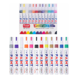 Rotuladores De Pintura Acrílica Para Roca Vidrio Madera 12pz Rotuladores De Pintura Acrílica Para Roca Vidrio Madera 12pz