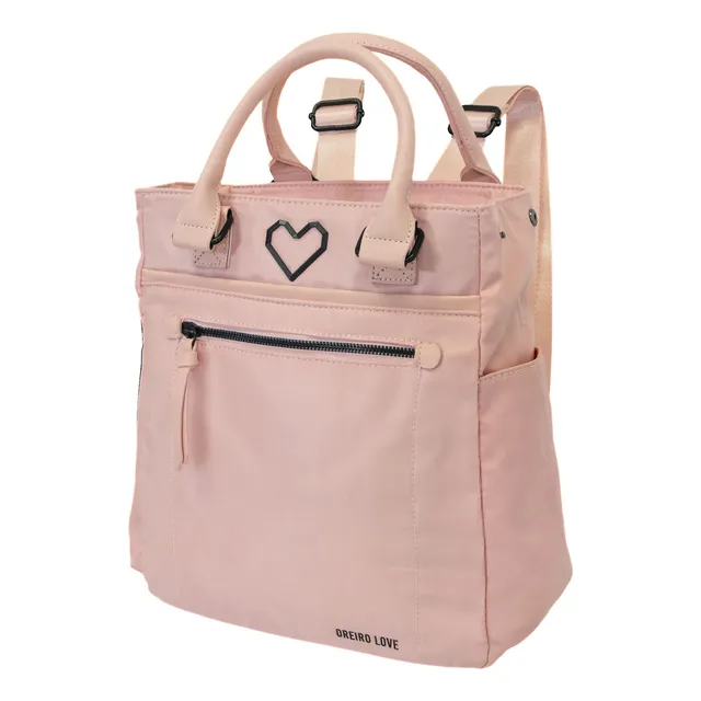 Mochila Mujer Dama Oreiro Love Varios Bolsillos Manijas Superiores Poliéster 17053 Rosa