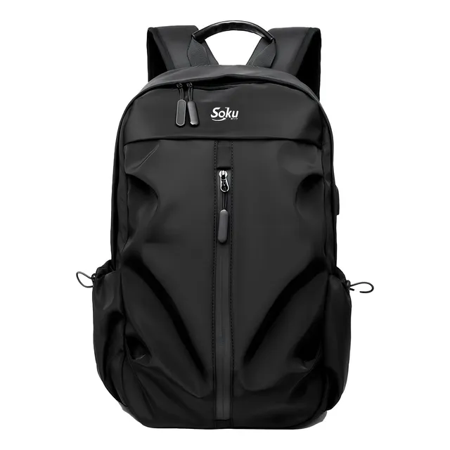 Soku Mochila Laptop 14 Amplia Ligera Deportiva Viaje Color Negro Diseño de la tela Liso
