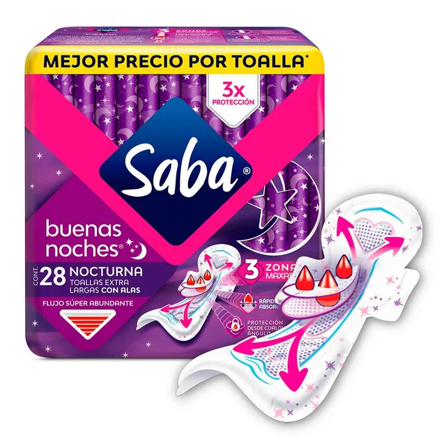 Toallas Femeninas Saba Buenas Noches Nocturna Con Alas 28 Un