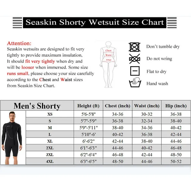Seaskin Traje Neopreno Corto Manga Larga 0.118 Para Hombre