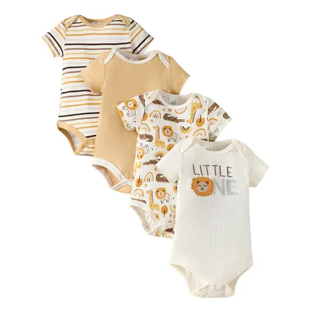 Kit 4 Bodies Bebê Algodão Canelado Manga Curta Branco 3m