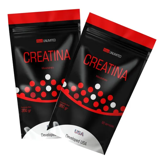 2 Creatinas De 300 Gr Red Unlimited Monohidratada Micronized Sabor Sin Sabor