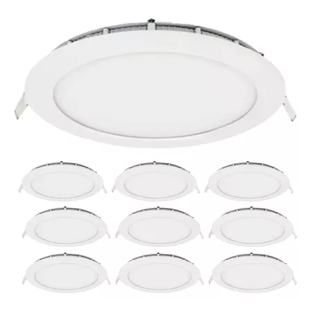 Pack X10 Plafon Embutido Led 6w Redondo Panel Luz Blanca