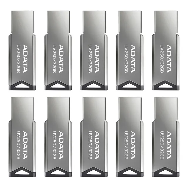 Kit 10 Memoria Usb 32gb Adata Metalica Auv250-32g-rbk 2.0 Color Plateado