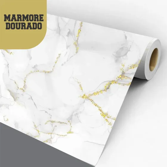 Papel De Parede Mármore Dourado 10metros Autocolante Lavavel