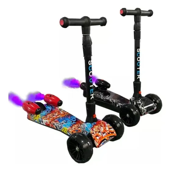 Patineta Scooter Con Humo Para Niños Luces Color Graffity Color Niño-aleatorio Graffiti