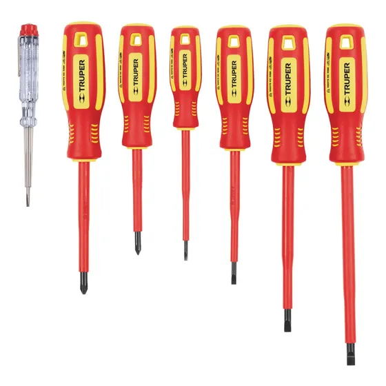 Juego 6 Desarmadores Dieléctricos Y 1 Probador De Corriente,
