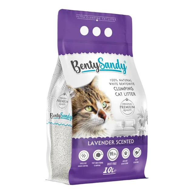 Arena De Gatos Absorbente Bentonita Lavanda Bentysandy 10 L