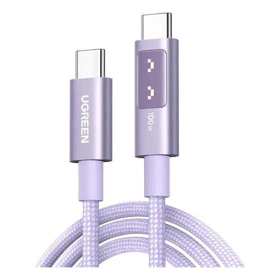 Cable Ugreen Uno Usb C Usb C 100w Pantalla Led 1m iPhone Sam Color Purpura