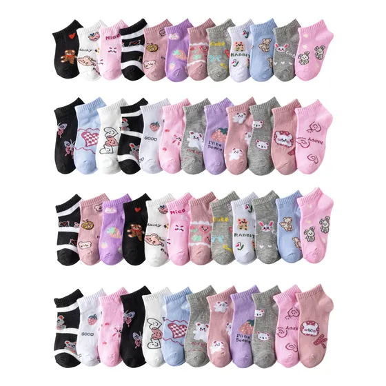 12 Pares Calcetines Niña Corto Tobillera Calcetas Bambú 2-10