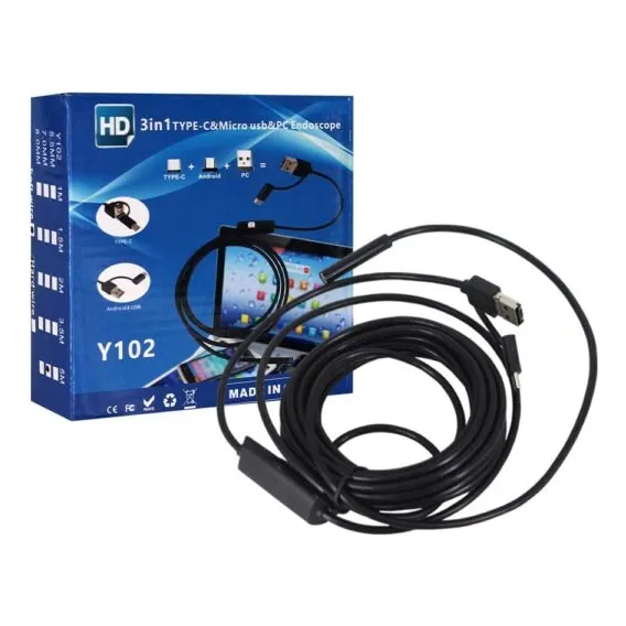 Endoscopio Usb Camara Impermeable 3 En 1 Ajustable