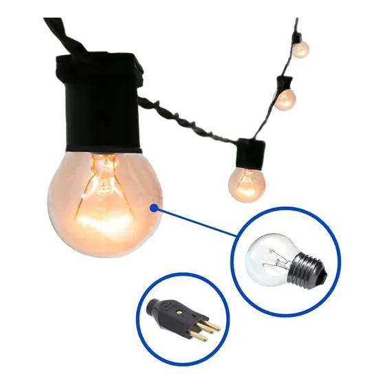 Varal De Luz Festao 20 Mts Com 20 Lampadas Inclusas Cor da luz Transparente 220V