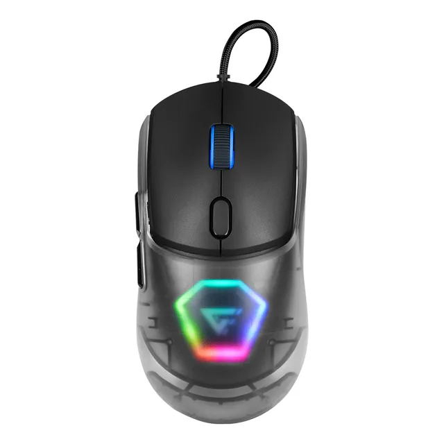 Game Factor Mog530-bk Mouse Gamer Pixart 3327 Hasta 12,000 Dpi 1000 Hz Ajustable Con Software Iluminacion Rgb Framerate De 6200 Fps Carcasas Intercambiables Color Negro