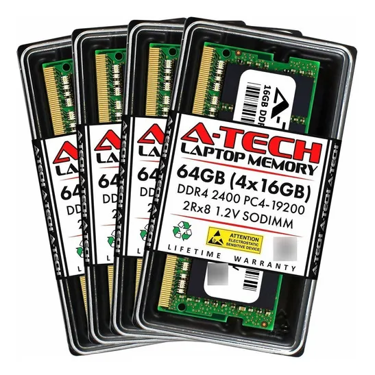 Memoria Ram 64gb 4x16gb Ddr4 2400 Mhz Sodimm A-tech At16g4d4