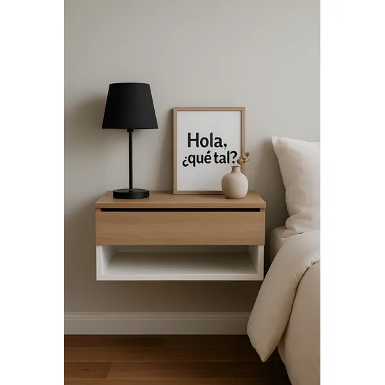 Mesa De Luz Repisa Flotante Mesita Moderna Cubo Habitacion..